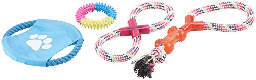 Sweetypet Wurfspiel für den Hund: 10er-Set Bunte Hundespielzeuge aus Baumwolle zum Kauen und Toben (Hunde Bedarf, Hundespiele)