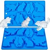 Kamehame Cat Ice Cube Trays, 2 Pack Cat Shaped Ice Cube Mold, Fun Silicone Molds for Making Ice Cube, Chocolate, Candy, Cake Decoration, Cupcakes, Jelly