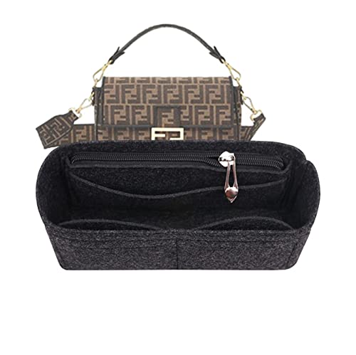 Lckaey Tote/Organizer für Fendi Baguette 19 26 33 Innentasche, Schwarz -M, Handbag Organizer, Filz, Einsatzmontage