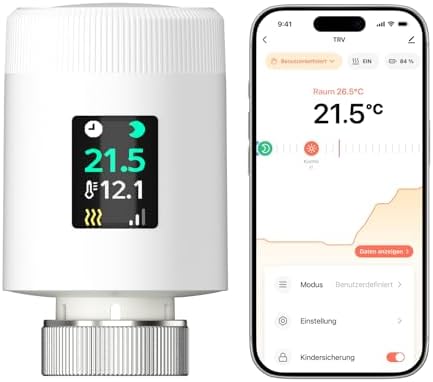 EZAIoT WLAN Heizkörperthermostat TRV901W | Smart Heizungsthermostat ohne Gateway, Digital mit App Steuerung, Alexa Sprachsteuerung
