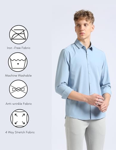 Image of SaintX Men's Premium Solid Formal Shirt | Slim Fit | Plain Full Sleeve | Feather Touch Soft Finish | Wrinkle Resistant | No Ironing Required | 360 Highly Stretchable Fabric