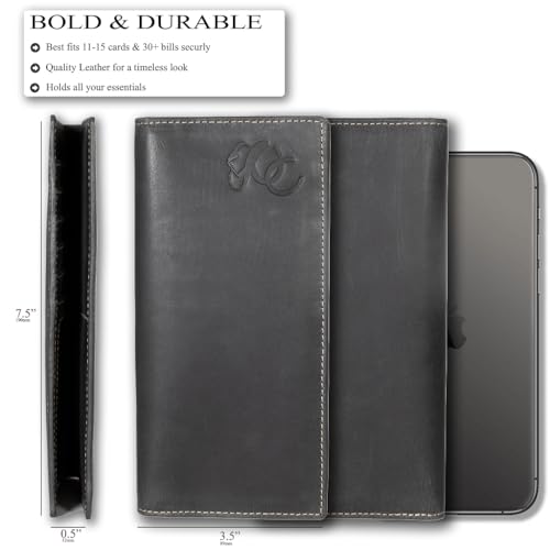 RFID-Blocking Rodeo Wallet, Full-Grain Cowhide Leather, 11 Card Slots, 3.75 x 7.5 inches (Black)4