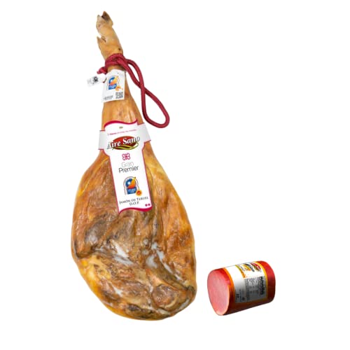 Aire Sano - Jamón de Teruel DOP Gran Premier entre 8-8.5 Kg + Taco de Lomo Padre 100% Duroc de 310g - Envasado al vacío