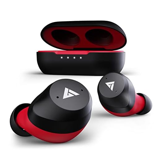 Boult Audio AirBass TrueBuds True Wireless Earbuds with Touch Controls, IPX7 Waterproof, Fast Charging with Type C Port & Playtime Upto 24 Hours with Case (Red)