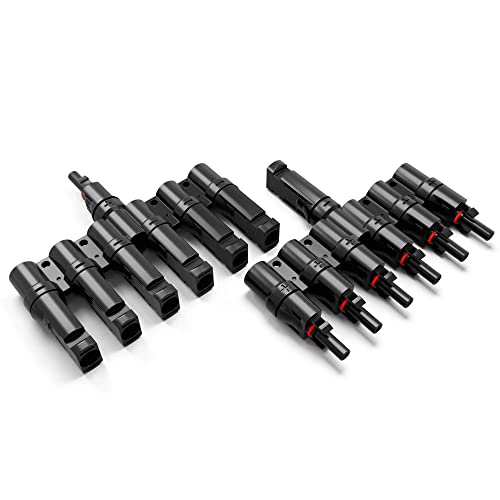 hb-digital Solar T Steckverbinder Paar 6-fach Verteiler für Solar Stecker Buchse Splitter Solarpanel Photovoltaik 1500V PV Kupplung Solarkabelverbinder Energie Leitung Wasserdicht IP67 schwarz