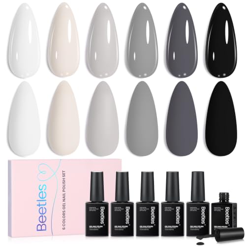 Image of Beetles Grey Gel Polish Set, Soft Eclipse Collection, 6 Colors