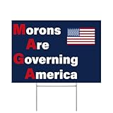 Vrogadso Anti Trump Yard Signs Political Protest Anti Maga Yard Sign with Yard Stake 12''x18'' Large Saying Morons Are Governing America Made of PVC