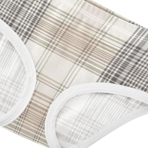 Brown Tartan Plaid Girls' Underwear for Daily Wear Comfort Color for Toddler in Sizes 2T,3T, 4T, 5T, 6Y and 8Y4