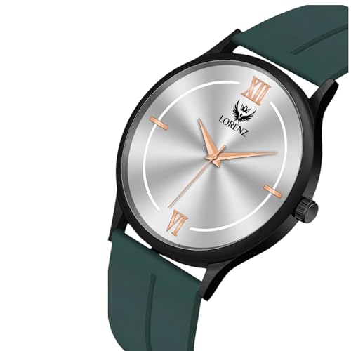 Image of LORENZ Silicone Slim Case Analog Watch with Green Magnetic Lock Strap|Watch for Men & Women| Mk-4068R