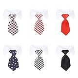 Segarty Dog Ties, 6pcs Pet Formal Classy Neckties 10.5-12 Inch, Tuxedo Bow Tie with Suit White Collar for Pup Cat, Birthday Gift, Grooming Accessories, Wedding, Business, Photo Session Wearing