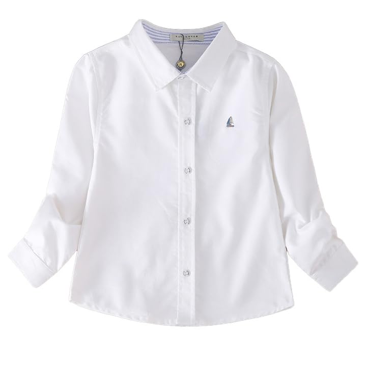 Classic White Button Down Shirt, Long Sleeve, Sailboat Logo, Collared