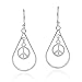 Spirit Teardrop Peace Sign Symbol .925 Sterling Silver Fish Hook Dangle Earrings