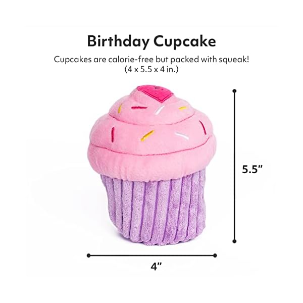 ZippyPaws – Cupcake Stuffed Plush Dog Toy with Two Squeakers – Pink ZippyPaws – Cupcake Stuffed Plush Dog Toy with Two Squeakers – Pink