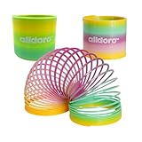 alldoro 60336 Treppenläufer, Kunststoff, Spiralhüpfer, Fingerspielzeug für Kinder ab 3 Jahren, 7 cm Durchmesser, Regenbogenspirale bunt