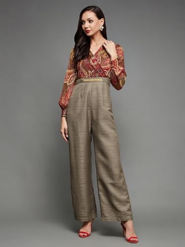Image of Miss Chase Women's Keyhole Neck Regular Sleeve Regular Length Jumpsuit with Pockets