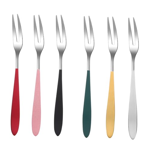 iplusmile 6piezas Tenedores De Acero Inoxidable Para Tartas Tenedores De Postre Para Cafetería Para Frutas y Ensaladas Vajilla Hogar