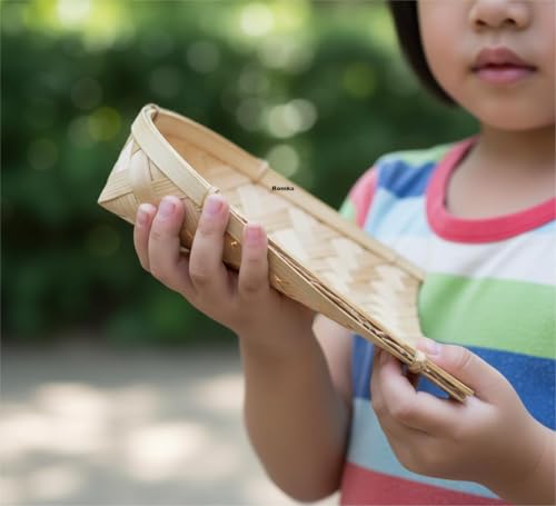 Image of Miniature Bamboo Soop for Kids Mini Kitchen | Handmade Bamboo Muram | Mini Rice Cleaning Soop | Pretend Play Kitchen Toy | Traditional Handicraft Accessory | Pack of 1