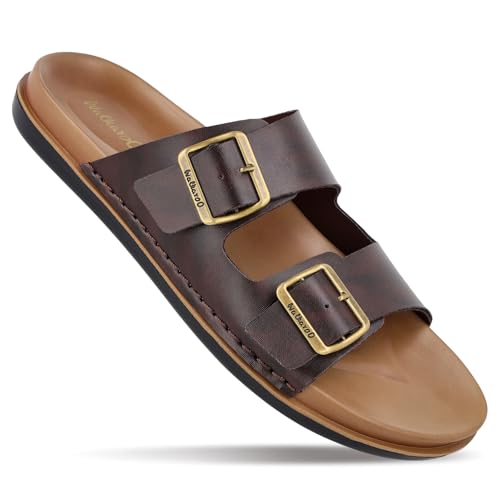 WALKAROO PLUS Bounceez Men's Fashion Sandal with Cushion Brown - Image 2