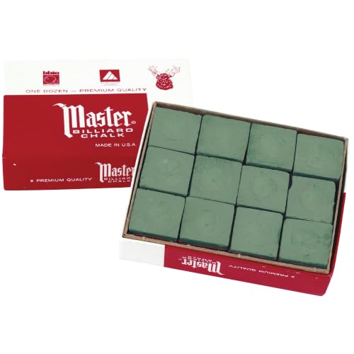 Master Billiard/Pool Cue Chalk Box, 12 Cubes, Spruce