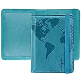 kandouren Passport and Vaccine Card holder Cover Case,Travel Accessories for Men and Women, Passport Wallet with Vaccine Card Protector Slot(green map)