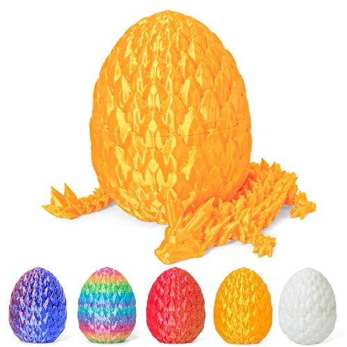 ONEVIVE 3D-Printed Dragon Egg with Articulated Dragon Inside, Golden