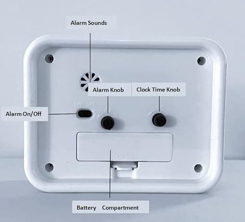 Buyinmo 4.5 Inch Random Pattern Bedroom Bedside Student Office Desk Clock, Battery Operated Alarm Clock,Kitchen Living Room Decorative Wall Square Alarm Clock-White #TOP1
