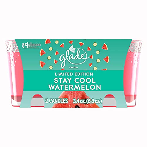 Glade Candle Jar, Air Freshener, Stay Cool Watermelon, 3.4 oz, 2 Count
