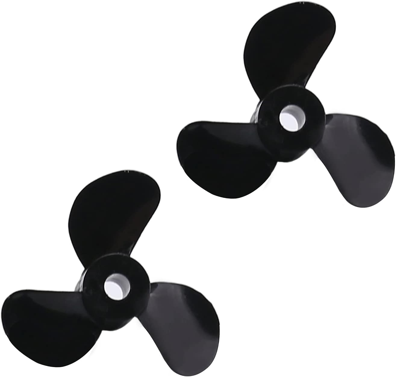 Bettomshin RC Boat CW CCW Propeller 3mm Shaft 3 Vanes 28mm 5.1 P/D Fan Shape Pastic Black Rotating Propeller Props for RC Boat, 2 Pair（Positive Oar）