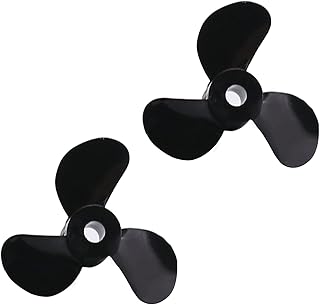 Bettomshin RC Boat CW CCW Propeller 3mm Shaft 3 Vanes 28mm 5.1 P/D Fan Shape Pastic Black Rotating Propeller Props for RC Boat, 2 Pairï¼ˆPositive Oarï¼‰