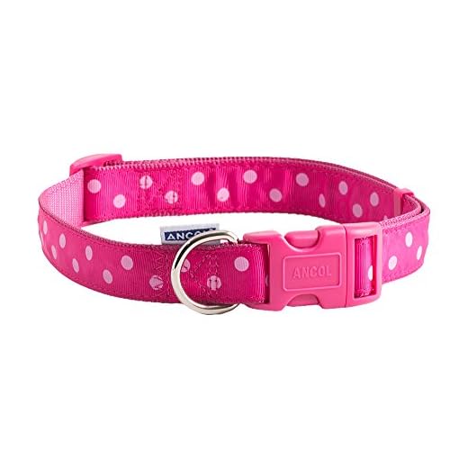 Ancol Indulgence Vintage polka nylon justerbar krage, 30-50 cm, hallon/rosa