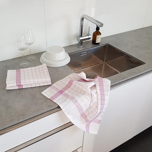 ZOLLNER Zestaw 10 Ściereczek do Naczyń 50x70 cm 100% Bawełna Czerwona Kratka