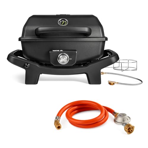 BURNHARD® 1-Brenner Gasgrill WAYNE JR. 3,6 kW – Tragbarer Balkongrill - Tischgasgrill mit Aludruckguss Brennkammer, Gusseisen Grillroste inkl. Abdeckhaube und Gasflaschen Adapter