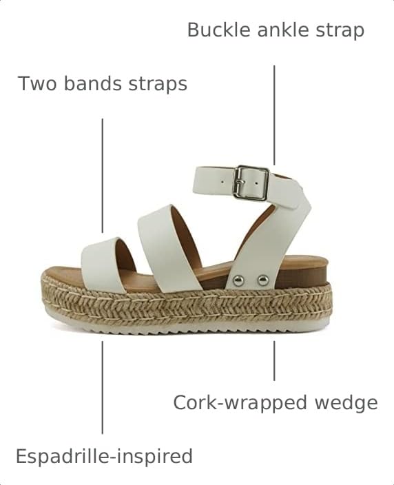 Image of Soda BRYCE-2 Kids /Children /Girls Open Toe Two Bands Espadrille Jute Platform Wedge Casual Fashion Flatform Sandals with Buckle Ankle Strap