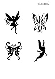  UNLIMITED STENCILS 4 plantillas autoadhesivas para tatuajes de aerógrafo para niños K02D.
