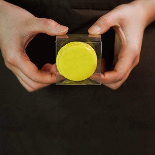 Romanticbaking 50Pack 2 X 2 X1.2 Inches Plastic Clear Single Macaron Box With Ribbon Party Favor Bakery Boxes Chocolate Covered Ore Boxes #TOP4