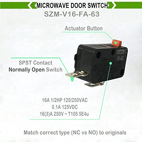 Lonye 3B73362F Szm-V16-Fa-63 Microwave Door Switch Fit For Lg Ge Samsung Microwave Oven Wb24X10047 Szm-V16-Fd-63 Ps3522738 (Normally Open)(Pack Of 2) #TOP2