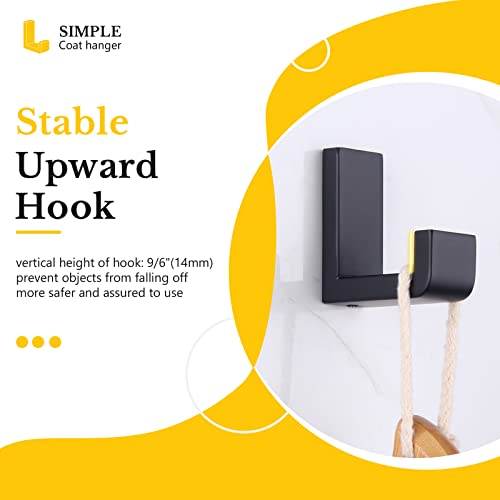 Aplusee Robe Towel Hook, Sus 304 Stainless Steel Modern L Shape Practical Coat Hook, Utility Shower Towel Hanger For Bathroom Kitchen Home Storage (Matte Black) #TOP3