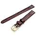 Price comparison product image Genuine Leather Watch Strap Flat Crocodile Grain 14mm Brown with Gilt (Gold Colour) Buckle