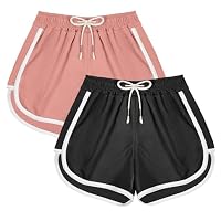 DiULi Sportshorts Mädchen, 2er Mädchen Active Shorts, Kurze Hose Kinder Gym Radlerhose Gilr's for Sommer (Schwarz+Rosa, 150 cm)