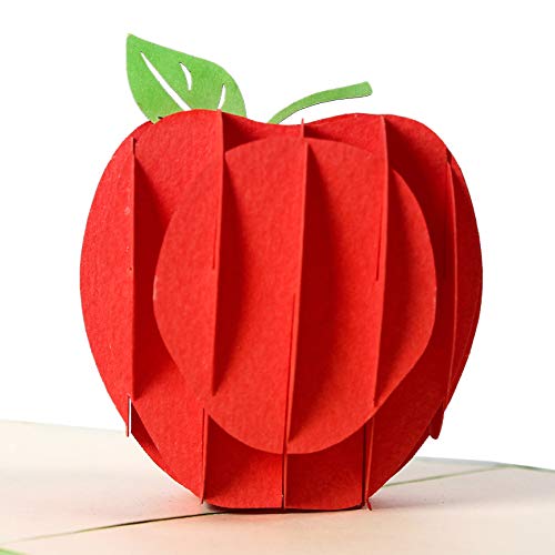 Rykamia Red Apple Pop Up Card, 6x6 , Back To School Pop Up Card, Apple Card, Pop Up Card For Children, Card for Kids, Good Luck Card Teacher, Teacher Gift, Employee Appreciation Card, Get Well Card