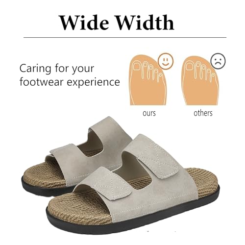 Asifn Men's Cork Insoles Sandals Open-Toe Adjustable Casual Slippers Lightweight Comfortable Flat Shoes2