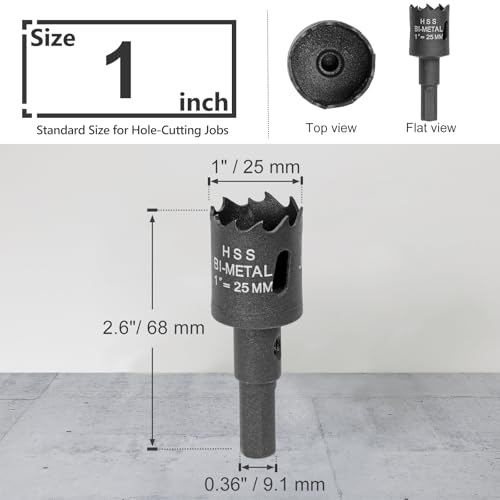 Image of 1 Inch Hole Saw with 9.1mm Triangle Shank Arbor, JTemgle Bi-Metal Hole Saw Heavy Duty Hole Cutting Tool for Cornhole Boards, Recessed Lights, Wood, Plastic, Drywall & Soft Metal