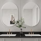 Espejo de pared ovalado de 26 x 38 pulgadas para lavabo de baño, colgante, sin...