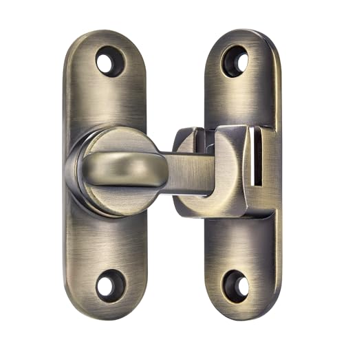 Image of INIRET Bronze Barn Door Latches,90 /180 Degree Gate Lock,Flip Gate Latches Hardware,Zinc Alloy Right Angle Door Lock Latch,Door Security Sliding Door Latch Lock for Cabinets,Bathroom