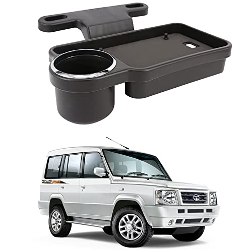 Image of Oshotto (FT-04) Foldable Car Auto Headrest Rear Back Seat Table Drink Food Cup Tray Holder Compatible with Tata Sumo /Victa - Black