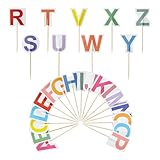 104 Pcs Mini Alphabet Toothpick Flags Decorations Color A-Z Party Theme 26 Letters Cupcake Toppers Cocktail Food Flags Decorations