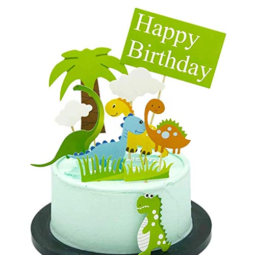 Image of Party Propz Happy Birthday Cake Topper -Set of 11Pcs Dinosaur Theme Cake Topper | Dinosaur Theme Birthday Decorations | Dinosaur Cake Toppers for Boys | Dinosaur Theme Decoration | Birthday Decoration