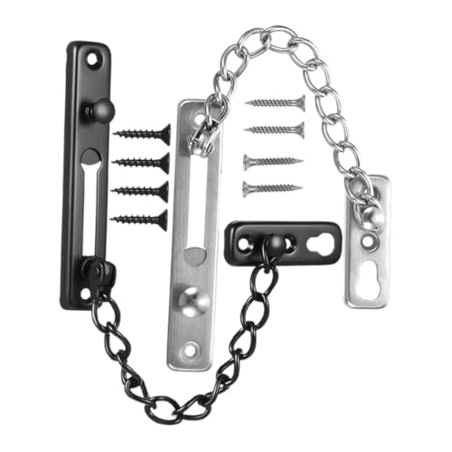 Hemobllo 2 piezas Cadena de Seguridad para Puerta Interior y Exterior Inoxidable Pestillo Robusto Antirrobo de Unidades para Protección Fácil Instalación