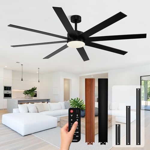 Modern 72 Inch Ceiling Fans with Lights and Remote, Dual Color 8 ...
