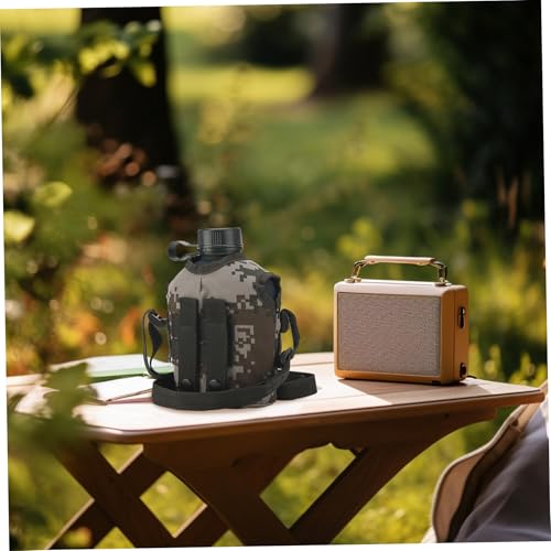 Cantil 1L a prueba de fugas de aleación de aluminio con funda y correa de camuflaje, botella de agua portátil multifuncional para camping y senderismo al aire libre miniatura 4